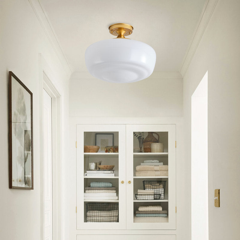 Lovina Modern Farmhouse Semi Flush Mount Ceiling Light With Opal Milk Glass Shade Color