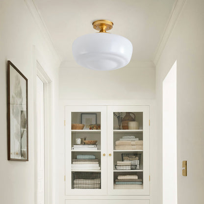 Lovina Modern Farmhouse Semi Flush Mount Ceiling Light With Opal Milk Glass Shade Color