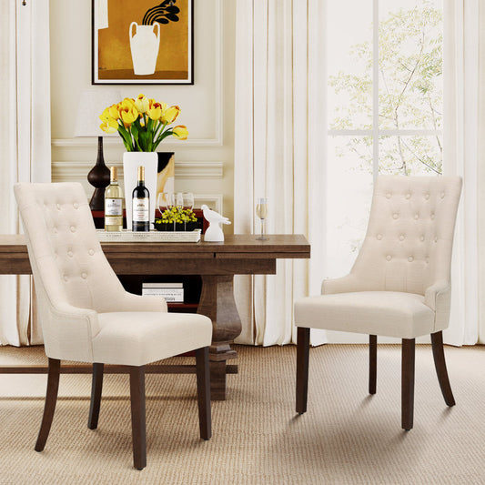 Chaise de salle à manger rembourrée Aalbert à dossier capitonné de style Parsons (blanc crème, lot de 2)