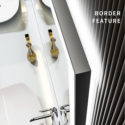 Aevar Space Aluminum Framed Front & Back LED Lighted Anti-fog Tempered Glass Bathroom/ Vanity Mirror 44x36