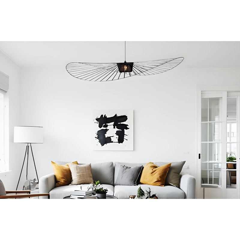 Lustre Vertigo à sangle géométrique de 78,8 pouces de large, noir