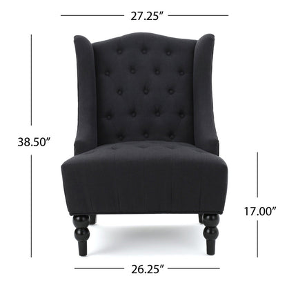 Danni Lee 70.10Cm Wide Tufted Polyester Wingback Chair Dark Charcoal