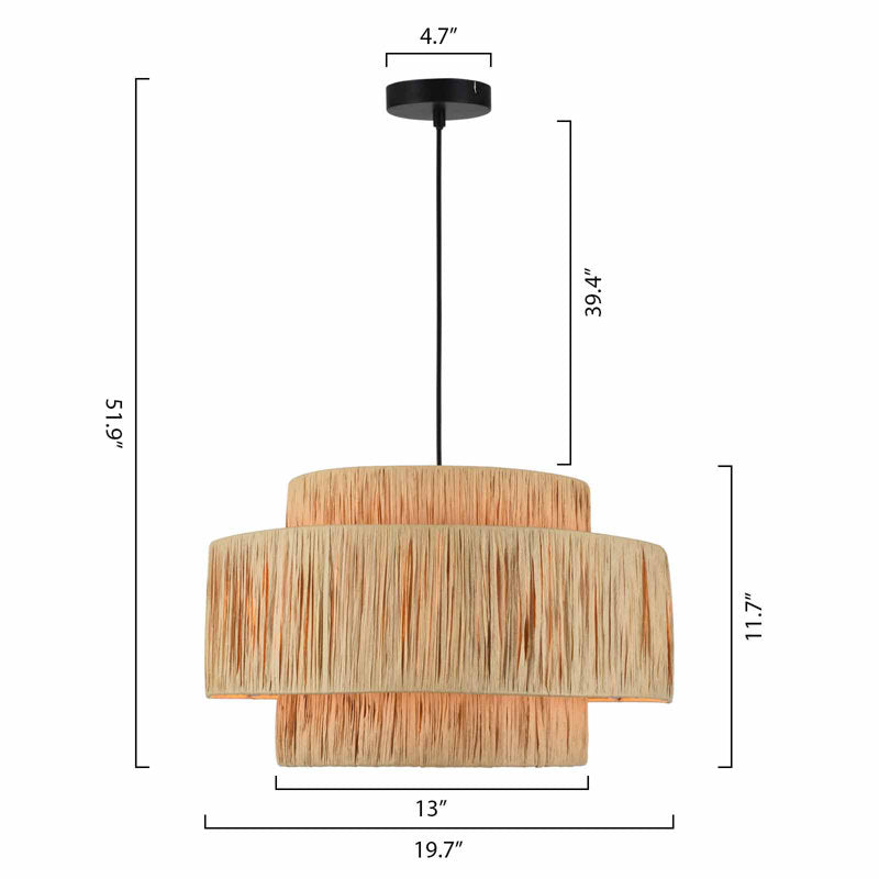 Lustre tambour à 3 lumières avec accents en fer forgé