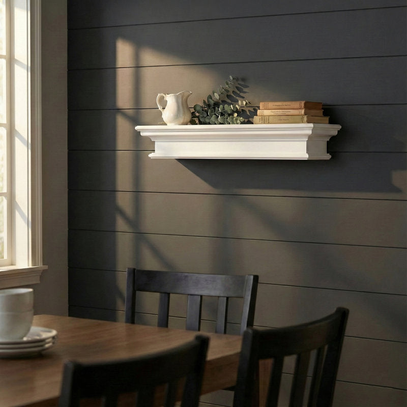 Solid Wood Floating Shelf White Color