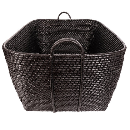 Thelma Rattan Basket black 
H 14 po x l 31 po x P 25 po