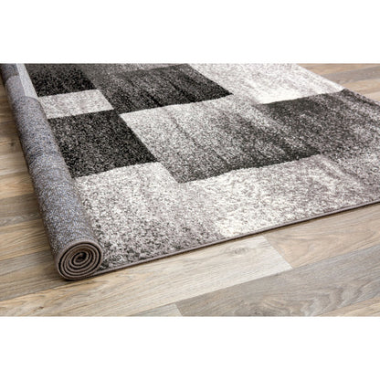 Damarus Geometric Gray/Ivory/Black Area Rug