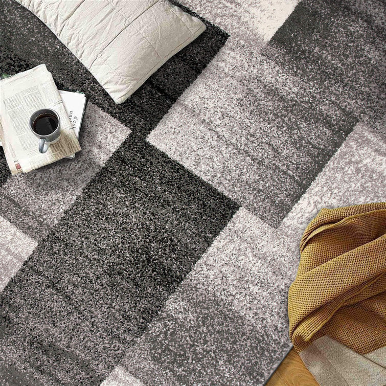 Damarus Geometric Gray/Ivory/Black Area Rug