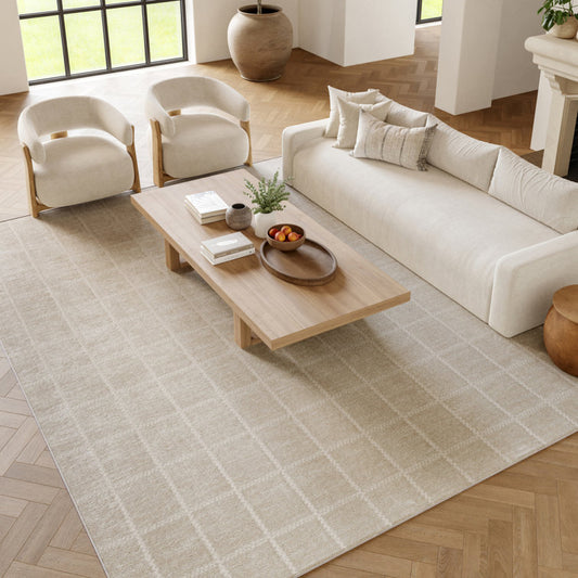 Avishek Geometric Machine Woven Polyester/Polypropylene Area Rug  Cream/Ivory Color 3'11x 5'11"
