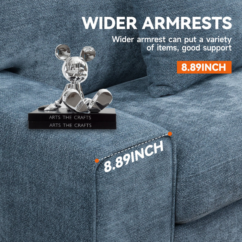 Karlita 71.5"" Chenille Sofa Square Arms Sofa Modern Style Loveseat With 2 Toss Pillows