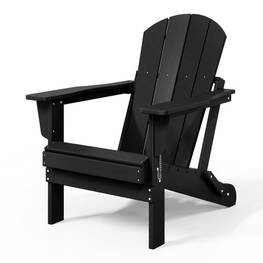 Shawnna Weather-Resistant Foldable Outdoor Adirondack Chair black