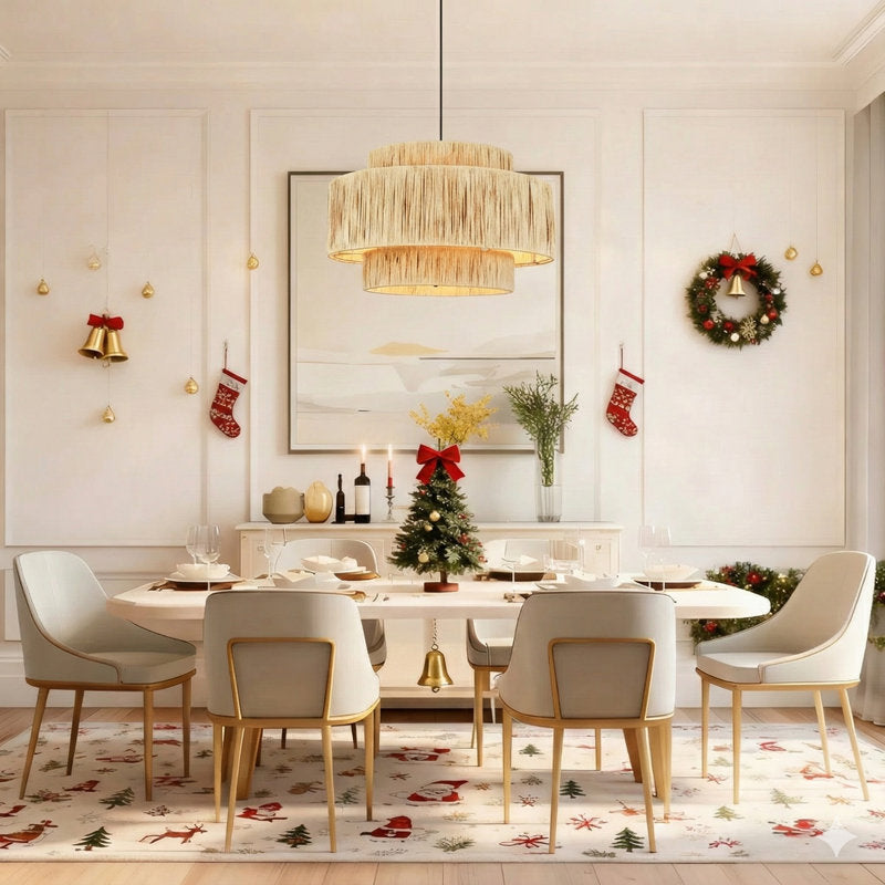 Lustre tambour à 3 lumières avec accents en fer forgé