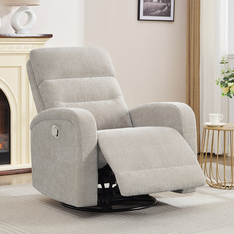 Modern Corduroy Camel Brown Swivel and Rocker Glider Recliner for Living Room
