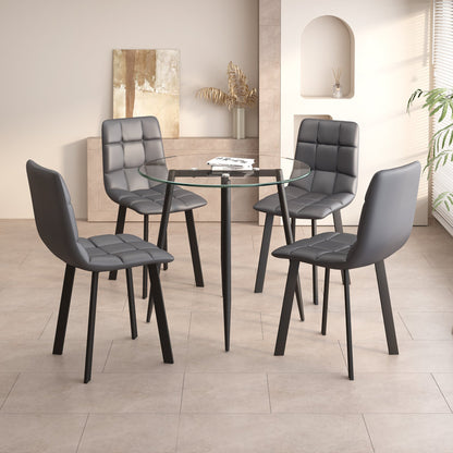 Zakirah Round 35.4'' Dining Set ( Grey+ Black)