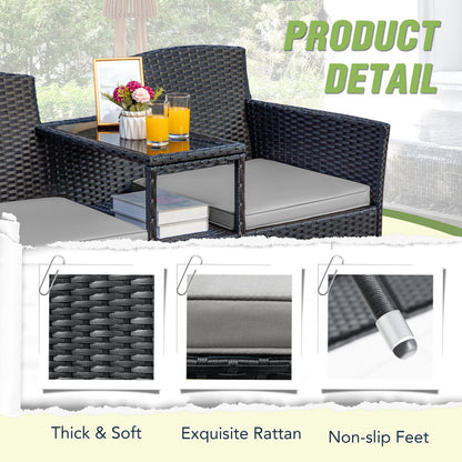 Etna 50.8" Wide Outdoor Wicker Loveseat with Cushions