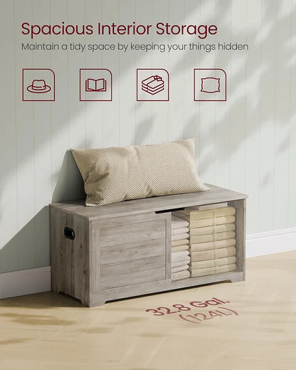 VASAGLE Storage Bench Ash Grey-Farmhouse storage 40 x 100 x 46cm
