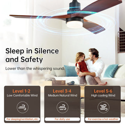 52" Shylo 5 - Blade LED Standard Ceiling Fan with Light Kit Included Black Brown