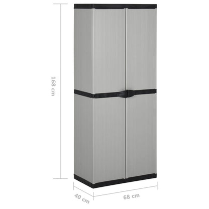Garden cabinet vidaXL gray and medium black in PVC and PP (polypropylene) 26.8 in x 15.7 in x 66.1 in