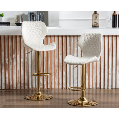 Tierone Upholstered Swivel Adjustable Height  with Metal Frame, Modern Velvet Beige (set of 2)