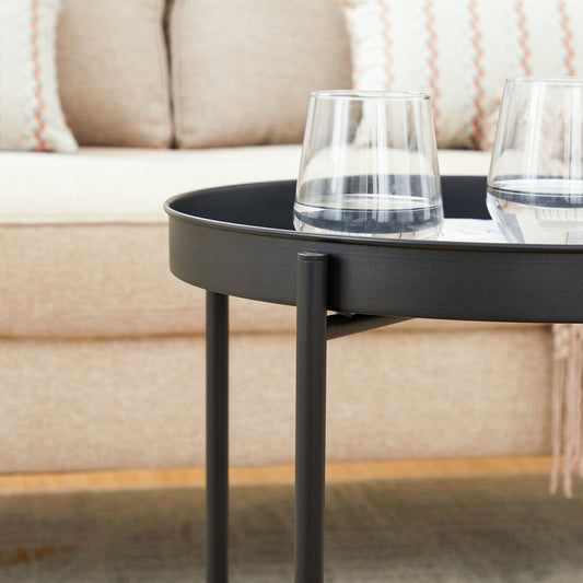 Kappel Steel Tray Top End Black Table with Storage