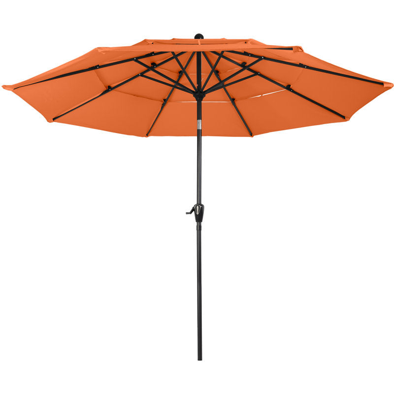 Bettine 10' Market Patio Umbrella - 3-Tiered Sunshade with Push Button Tilt and Easy-Open Crank - Outdoor Umbrella for Deck, Yard, or Pool by Pure Garden