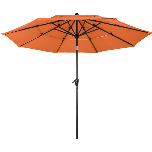 Bettine 10' Market Patio Umbrella - 3-Tiered Sunshade with Push Button Tilt and Easy-Open Crank - Outdoor Umbrella for Deck, Yard, or Pool by Pure Garden
