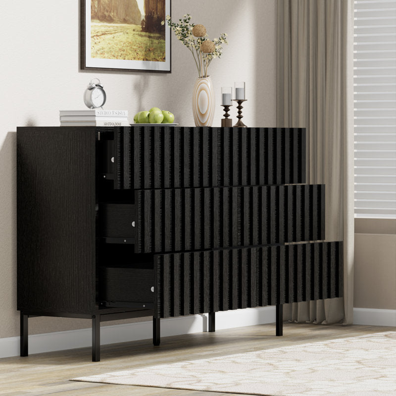 Endress 6 Drawer 43.3" W Double Dresser ( BLACK )