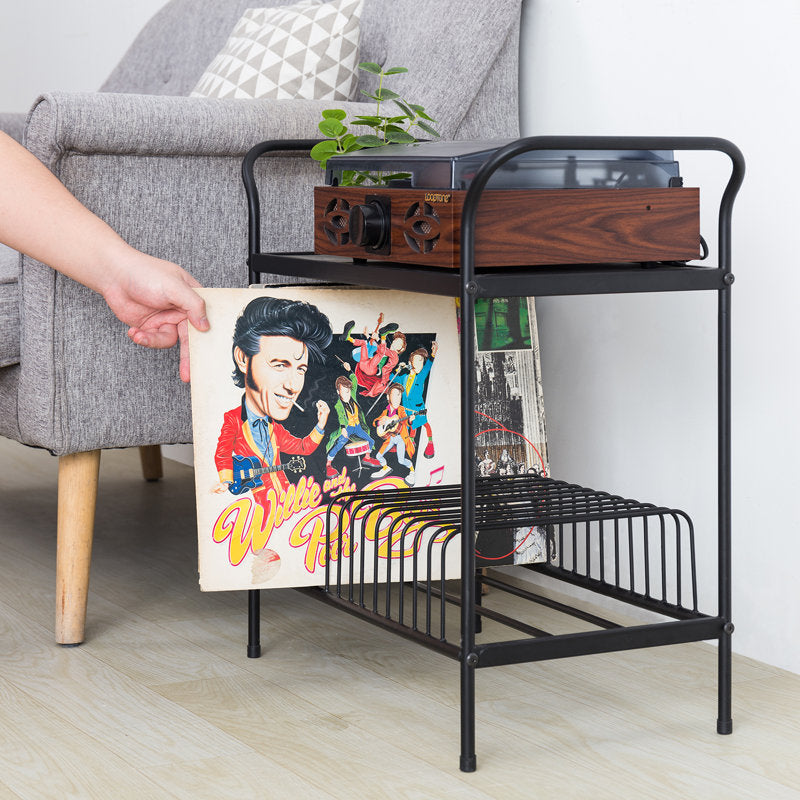 Audio Media Storage Rack with Vinyl Record Shelf