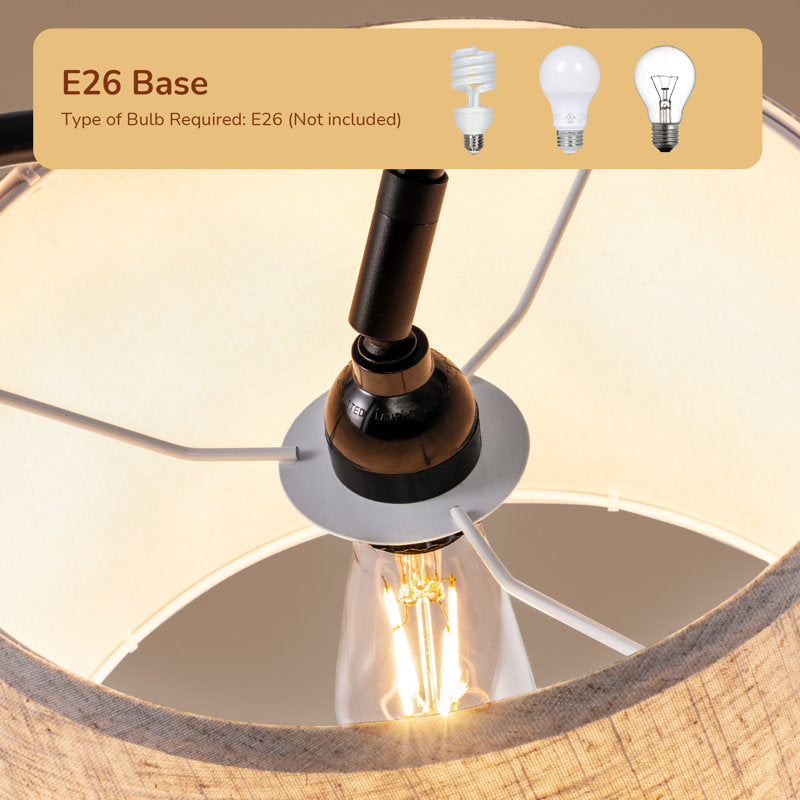 62" Tray Table Floor Lamp Black/Ebony