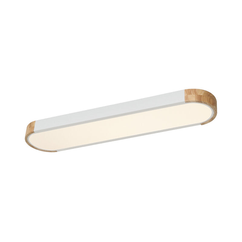 Nouria 1 - Light 37.4'' Simple Rectangle LED Flush Mount (White and Oak)
