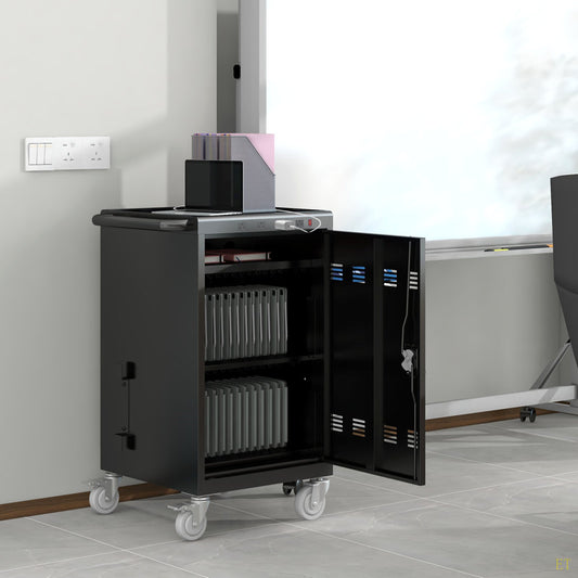 30 Devices Mobile Charging Cart Locking Charging Station Cabinet Mobile Devices