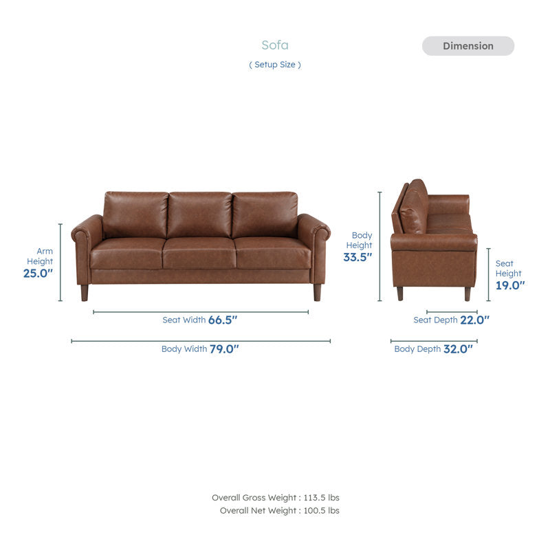 Kulik 79" Faux Leather Sofa with Modern & Contemporary Design