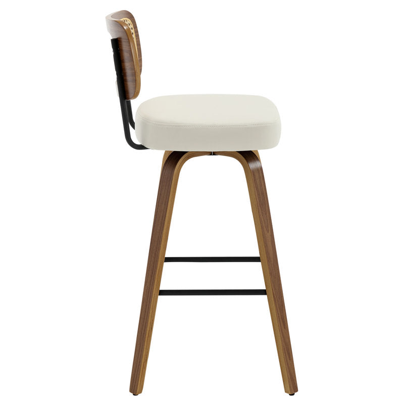 Julieza Swivel Upholstered Rattan Bar Stool