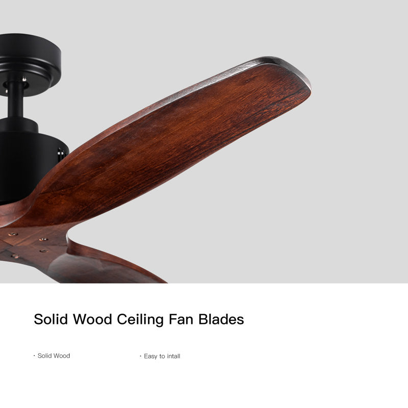 Farmhouse 52 in. integrated Ceiling Fan without Light, with Remote Control and 3 Solid Wood Blades