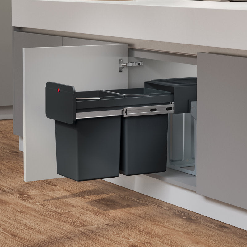 7.4 Gallon Multi-Compartments Trash and Recycling Bin Black Color