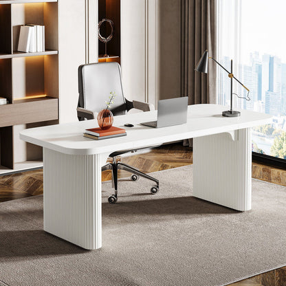 Bureau de direction rectangulaire simple en bois blanc de 158 cm (62,2 po)
