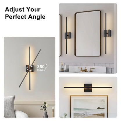 Battery Operated Wall Sconces with Remote Control, Dimmable Wall Sconces Set of Two, 360Rotate,Matte black