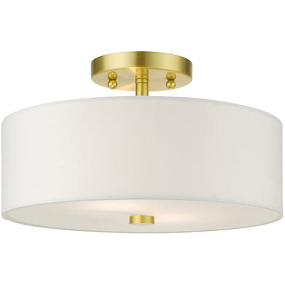 Chandran 2-Light Semi Flush Mount Beige With Golden Cover