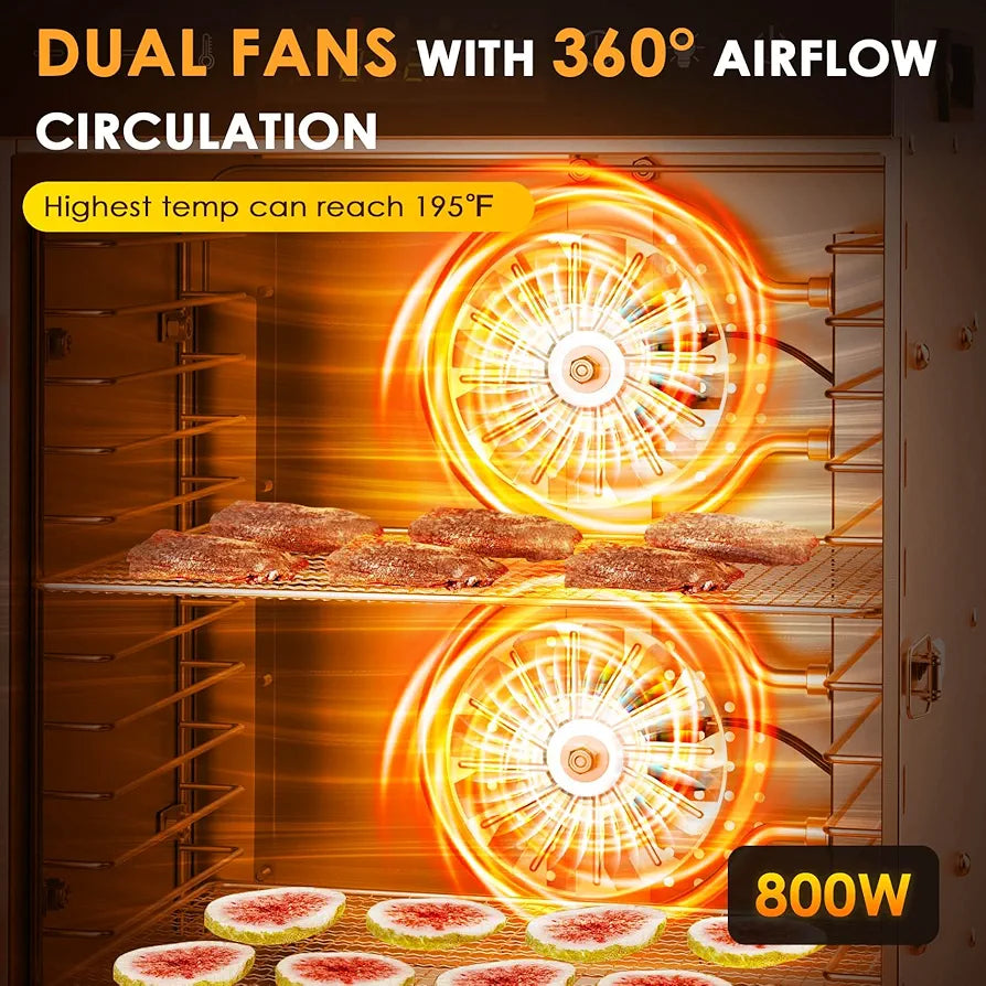 12 Stainless Steel Trays Food Dehydrators with Digital Timer and Temperature Control