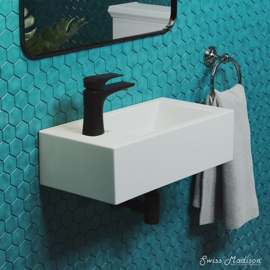 Voltaire Rectangular Wall Hung Sink with Left Side Faucet Mount