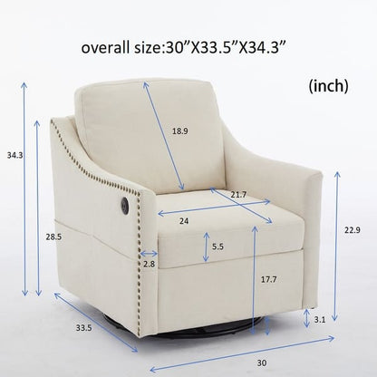 Fabric Swivel Rotating Accent Chair Color Beige