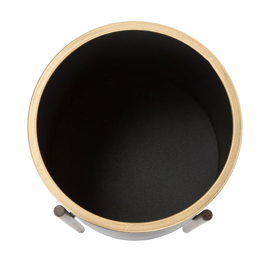 Huxton Round Metal Modern Indoor Pot Planter Set