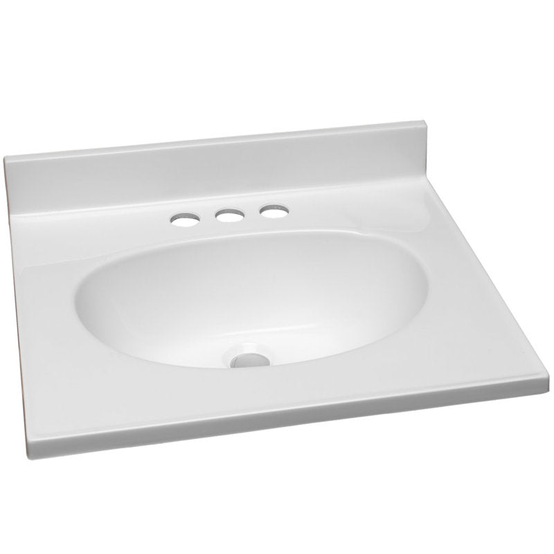 Plan de toilette en marbre reconstitué de 48 cm (19 po) avec dosseret, emballage amélioré, blanc 