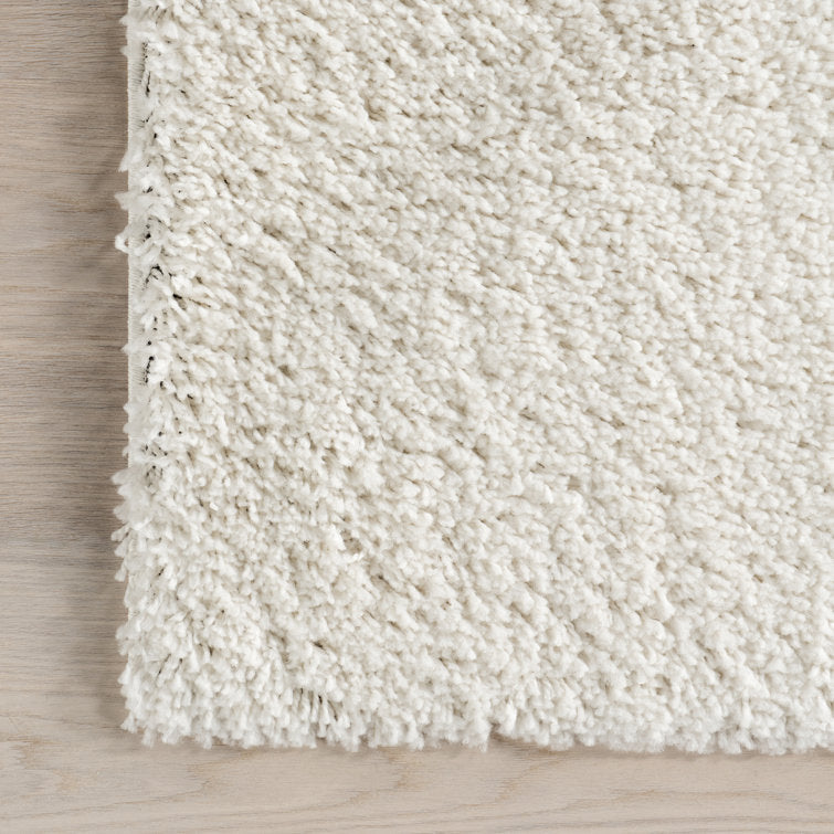 Solid Runner Shag Rug for Living Room Bedroom Dining Room Nursery Entryway Hallway, Off White 4 x 6
