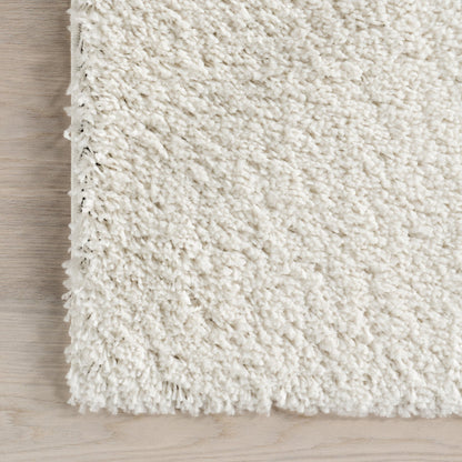 Solid Runner Shag Rug for Living Room Bedroom Dining Room Nursery Entryway Hallway, Off White 4 x 6