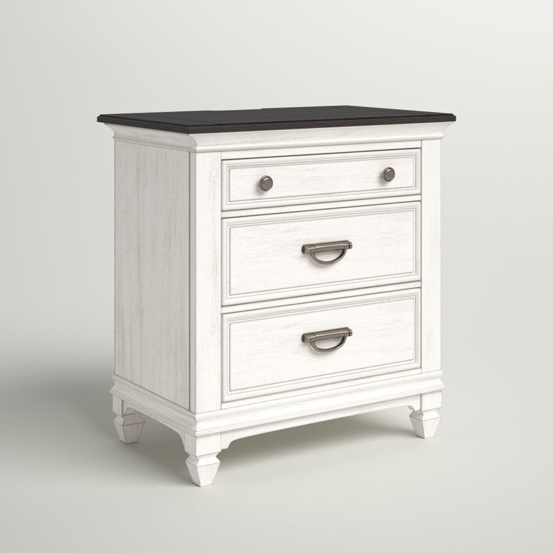 Colburn Nightstand w/ Charging Station dark greish top white base