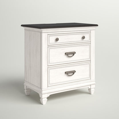 Colburn Nightstand w/ Charging Station dark greish top white base