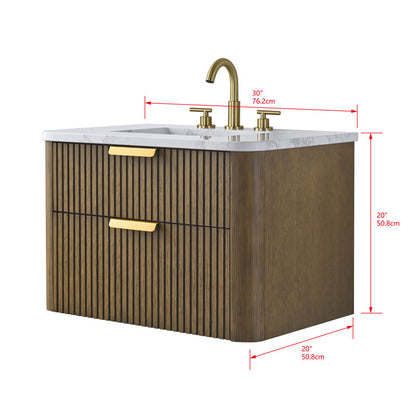 Liljan 30'' Wall-Mounted Single Bathroom Vanity with Engineered Stone Top