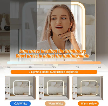 Coiffeuse, coiffeuse de maquillage avec miroir coulissant éclairé et station de recharge (chêne) 