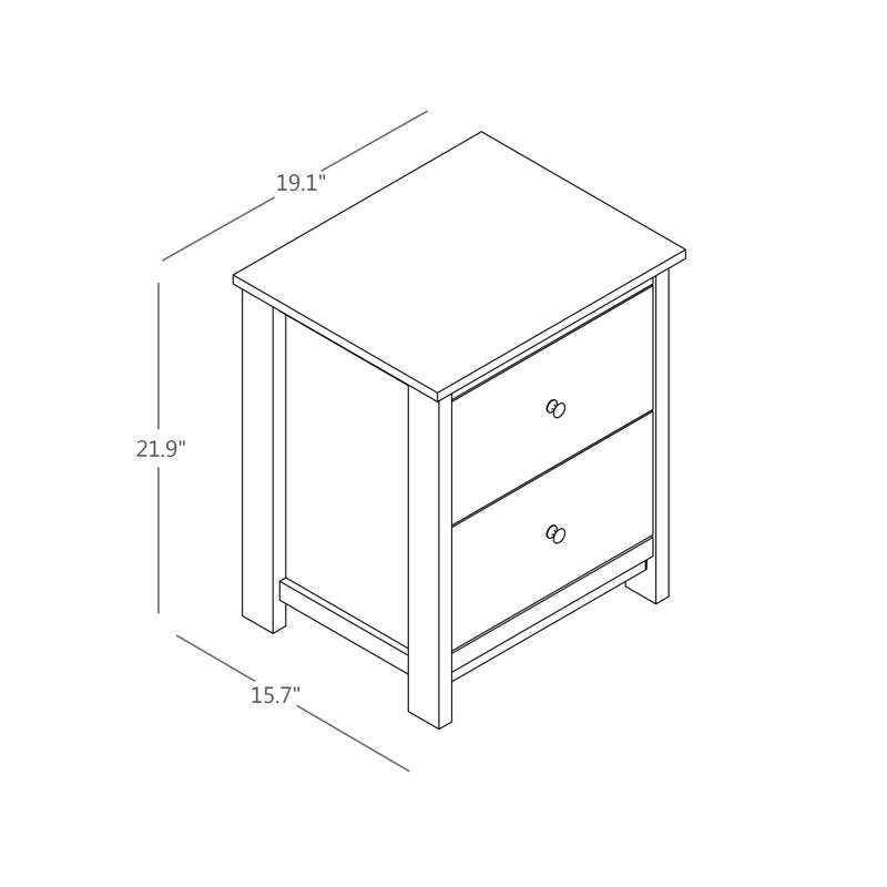 Isenbert 21.9" 2 Drawer Nightstand GRAPHITE GREY