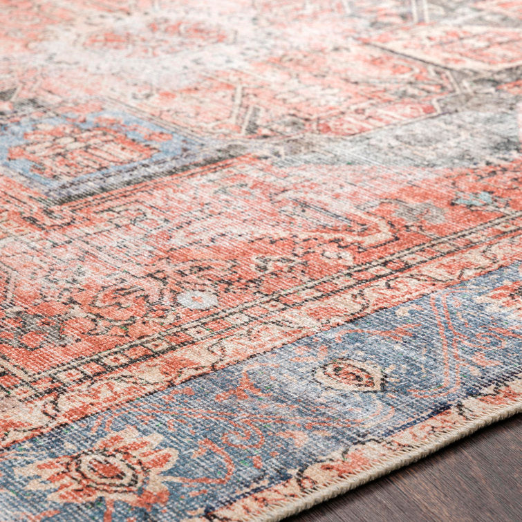 Mya Oriental Rug brick red / light gray Machine Washable 6'7 x9'